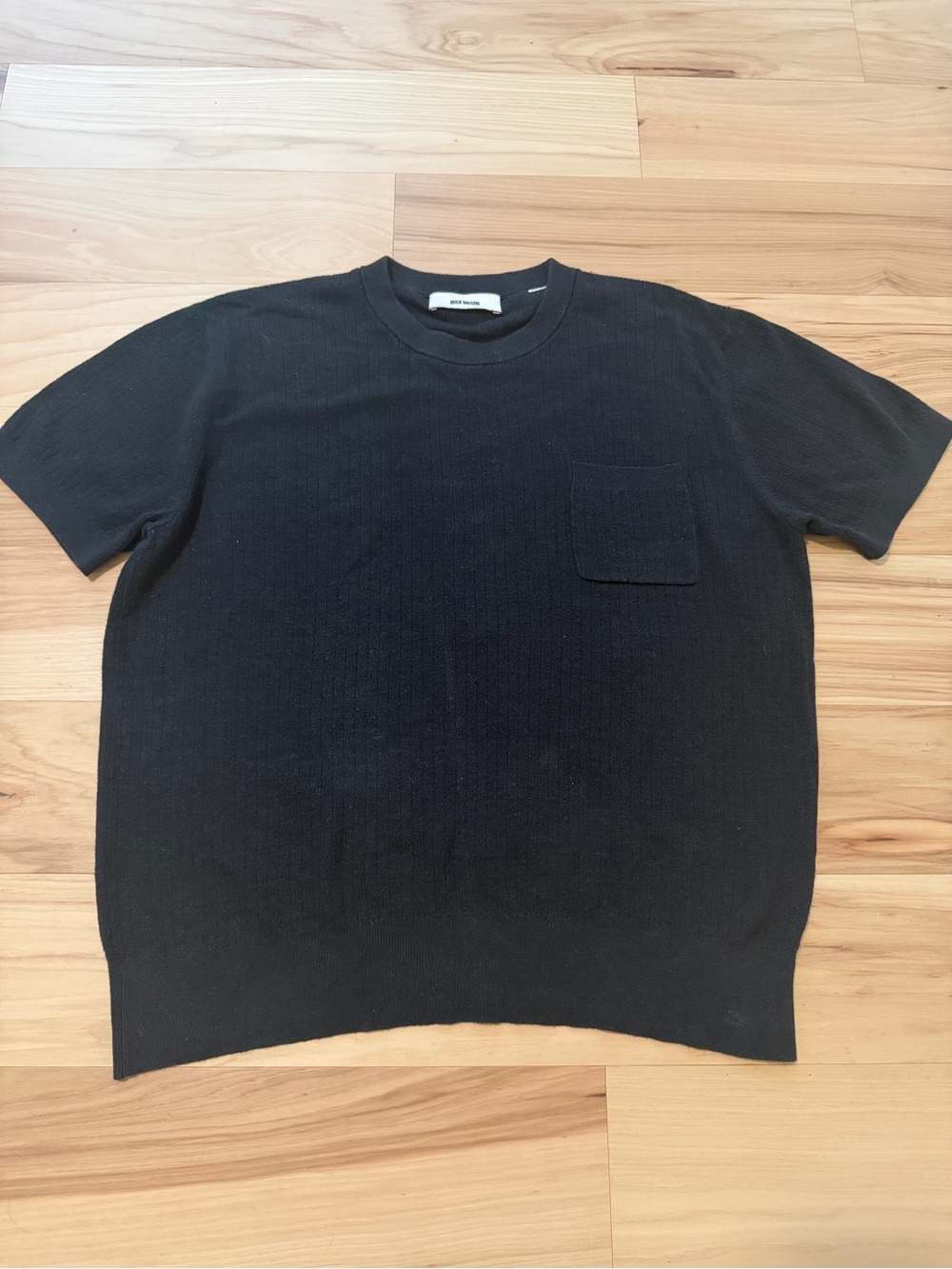 Buck Mason Yuma Hemp Rib Pocket Tee - Washed Navy